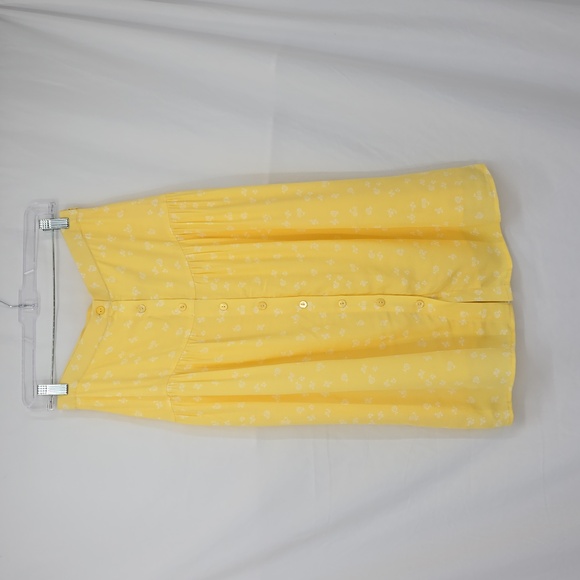 Elodie Yellow White Tiny White Floral Pattern Button Front Skirt Size Small - Picture 5 of 15